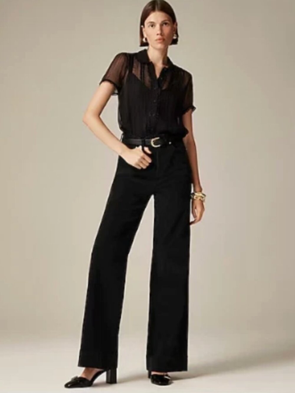 J.Crew Women’s Wide-leg High Rise Corduroy Trouser Pants BT922 in Black, 26 - Picture 2 of 11